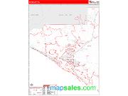 Bay County, FL <br /> Wall Map <br /> Zip Code <br /> Red Line Style 2025 Map