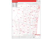 Broward County, FL <br /> Wall Map <br /> Zip Code <br /> Red Line Style 2025 Map