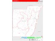 Calhoun County, FL <br /> Wall Map <br /> Zip Code <br /> Red Line Style 2025 Map
