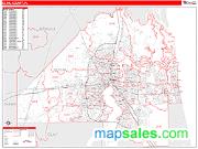 Duval County, FL <br /> Wall Map <br /> Zip Code <br /> Red Line Style 2025 Map