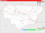 Gadsden County, FL <br /> Wall Map <br /> Zip Code <br /> Red Line Style 2025 Map
