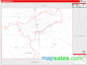 Hardee County, FL <br /> Wall Map <br /> Zip Code <br /> Red Line Style 2025 Map