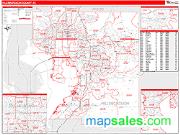 Hillsborough County, FL <br /> Wall Map <br /> Zip Code <br /> Red Line Style 2025 Map