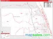 Indian River County, FL <br /> Wall Map <br /> Zip Code <br /> Red Line Style 2025 Map