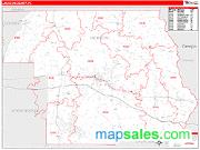 Jackson County, FL <br /> Wall Map <br /> Zip Code <br /> Red Line Style 2025 Map
