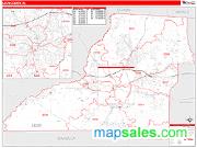 Leon County, FL <br /> Wall Map <br /> Zip Code <br /> Red Line Style 2025 Map