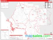 Levy County, FL <br /> Wall Map <br /> Zip Code <br /> Red Line Style 2025 Map