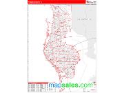 Pinellas County, FL <br /> Wall Map <br /> Zip Code <br /> Red Line Style 2025 Map
