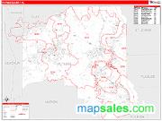 Putnam County, FL <br /> Wall Map <br /> Zip Code <br /> Red Line Style 2025 Map