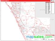 Sarasota County, FL <br /> Wall Map <br /> Zip Code <br /> Red Line Style 2025 Map