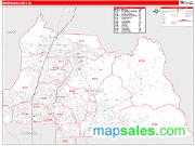 Seminole County, FL <br /> Wall Map <br /> Zip Code <br /> Red Line Style 2025 Map