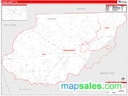 Union County, FL <br /> Wall Map <br /> Zip Code <br /> Red Line Style 2025 Map