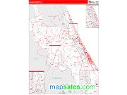 Volusia County, FL <br /> Wall Map <br /> Zip Code <br /> Red Line Style 2025 Map