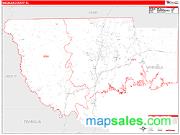 Wakulla County, FL <br /> Wall Map <br /> Zip Code <br /> Red Line Style 2025 Map