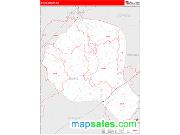 Banks County, GA <br /> Wall Map <br /> Zip Code <br /> Red Line Style 2025 Map