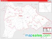 Burke County, GA <br /> Wall Map <br /> Zip Code <br /> Red Line Style 2025 Map