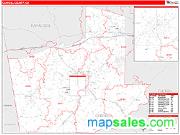 Carroll County, GA <br /> Wall Map <br /> Zip Code <br /> Red Line Style 2025 Map