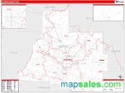Coffee County, GA <br /> Wall Map <br /> Zip Code <br /> Red Line Style 2025 Map