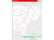 Forsyth County, GA <br /> Wall Map <br /> Zip Code <br /> Red Line Style 2025 Map