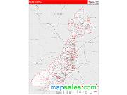 Fulton County, GA <br /> Wall Map <br /> Zip Code <br /> Red Line Style 2025 Map
