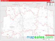 Gordon County, GA <br /> Wall Map <br /> Zip Code <br /> Red Line Style 2025 Map