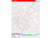 Gwinnett County, GA <br /> Wall Map <br /> Zip Code <br /> Red Line Style 2025 Map