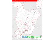 Habersham County, GA <br /> Wall Map <br /> Zip Code <br /> Red Line Style 2025 Map
