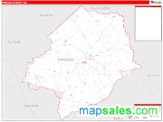 Hancock County, GA <br /> Wall Map <br /> Zip Code <br /> Red Line Style 2025 Map