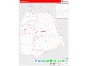 Hart County, GA <br /> Wall Map <br /> Zip Code <br /> Red Line Style 2025 Map