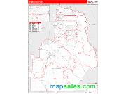 Houston County, GA <br /> Wall Map <br /> Zip Code <br /> Red Line Style 2025 Map