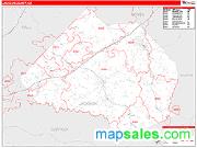 Jackson County, GA <br /> Wall Map <br /> Zip Code <br /> Red Line Style 2025 Map