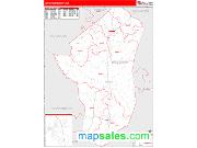 Jefferson County, GA <br /> Wall Map <br /> Zip Code <br /> Red Line Style 2025 Map