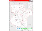 Lowndes County, GA <br /> Wall Map <br /> Zip Code <br /> Red Line Style 2025 Map