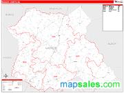 Madison County, GA <br /> Wall Map <br /> Zip Code <br /> Red Line Style 2025 Map