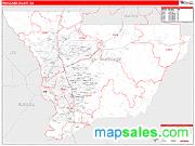 Muscogee County, GA <br /> Wall Map <br /> Zip Code <br /> Red Line Style 2025 Map