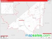 Peach County, GA <br /> Wall Map <br /> Zip Code <br /> Red Line Style 2025 Map