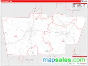 Polk County, GA <br /> Wall Map <br /> Zip Code <br /> Red Line Style 2025 Map