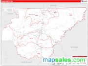 Rabun County, GA <br /> Wall Map <br /> Zip Code <br /> Red Line Style 2025 Map