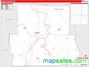 Randolph County, GA <br /> Wall Map <br /> Zip Code <br /> Red Line Style 2025 Map