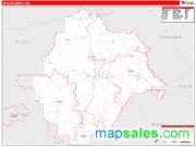 Taylor County, GA <br /> Wall Map <br /> Zip Code <br /> Red Line Style 2025 Map