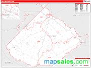 Telfair County, GA <br /> Wall Map <br /> Zip Code <br /> Red Line Style 2025 Map