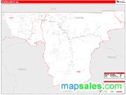 Towns County, GA <br /> Wall Map <br /> Zip Code <br /> Red Line Style 2025 Map