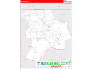 Union County, GA <br /> Wall Map <br /> Zip Code <br /> Red Line Style 2025 Map