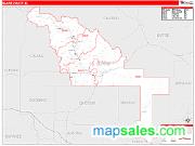Blaine County, ID <br /> Wall Map <br /> Zip Code <br /> Red Line Style 2025 Map