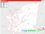 Idaho County, ID <br /> Wall Map <br /> Zip Code <br /> Red Line Style 2025 Map