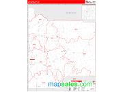 Latah County, ID <br /> Wall Map <br /> Zip Code <br /> Red Line Style 2025 Map