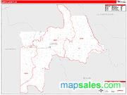 Lewis County, ID <br /> Wall Map <br /> Zip Code <br /> Red Line Style 2025 Map