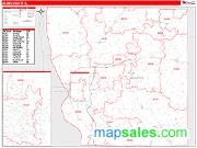 Adams County, IL <br /> Wall Map <br /> Zip Code <br /> Red Line Style 2025 Map