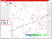 Bond County, IL <br /> Wall Map <br /> Zip Code <br /> Red Line Style 2025 Map