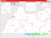 Cass County, IL <br /> Wall Map <br /> Zip Code <br /> Red Line Style 2025 Map